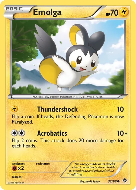 Emolga, Pokémon card EPO 32 — Emerging Powers set