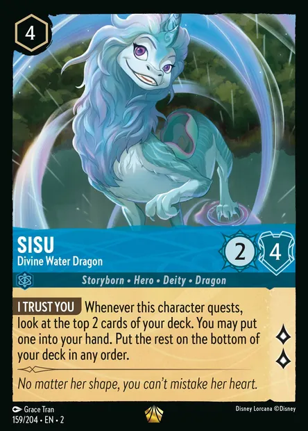Sisu - Divine Water Dragon, Disney Lorcana card CH2-159 — Rise of the Floodborn set