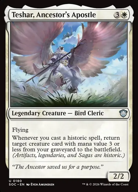 Teshar, Ancestor's Apostle, Magic card SOC 180 — Secrets of Strixhaven Commander set