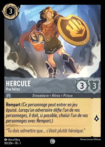 Hercule - Vrai héros, carte Disney Lorcana CH1-181 — extension Premier Chapitre