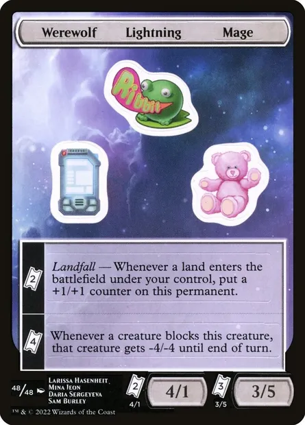 Werewolf Lightning Mage, carte Magic SUNF 48 — extension Unfinity Sticker Sheets