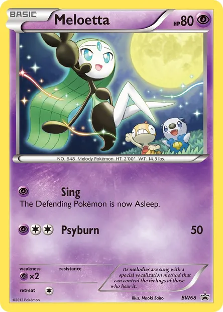 Meloetta, Pokémon card BW 68 — BW Black Star Promos set