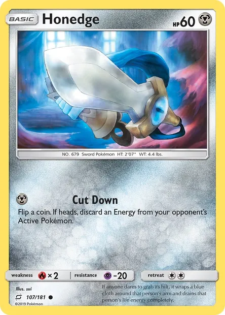 Honedge, Pokémon card TEU 107 — Team Up set