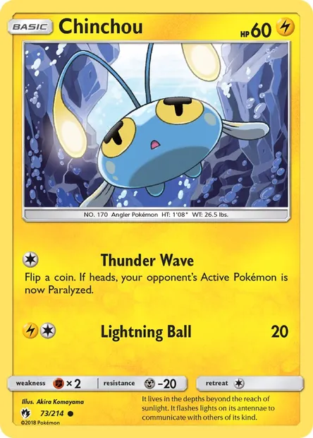 Chinchou, Pokémon card LOT 73 — Lost Thunder set