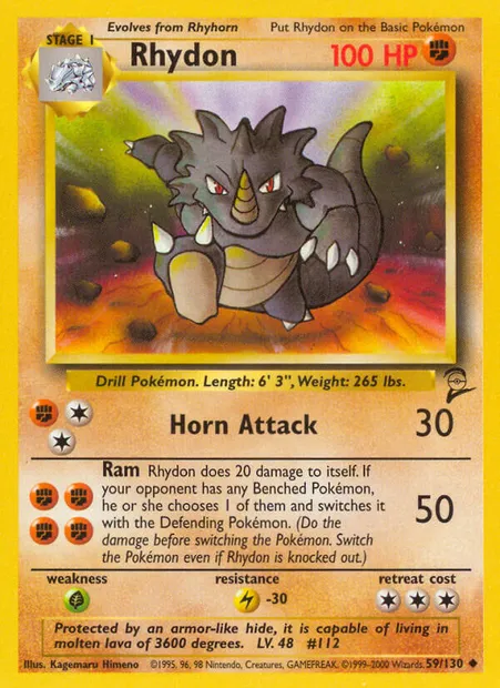Rhydon, Pokémon card B2 59 — Base Set 2 set