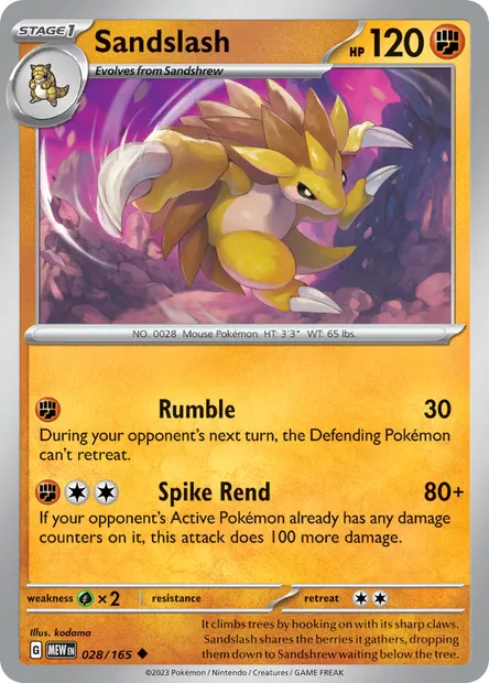 Sandslash, Pokémon card MEW 028 — 151 set