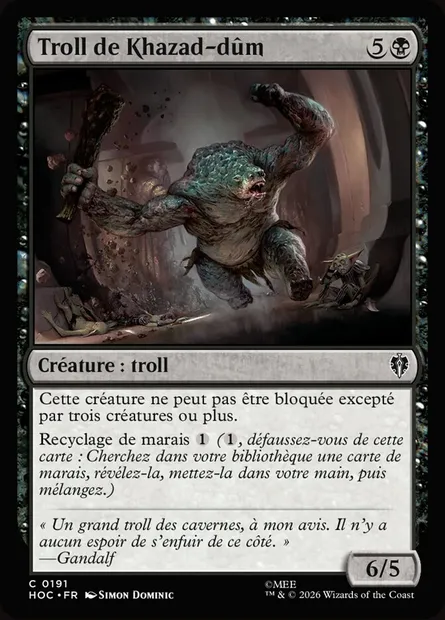 Troll de Khazad-dûm, carte Magic HOC 191 — extension The Hobbit Eternal