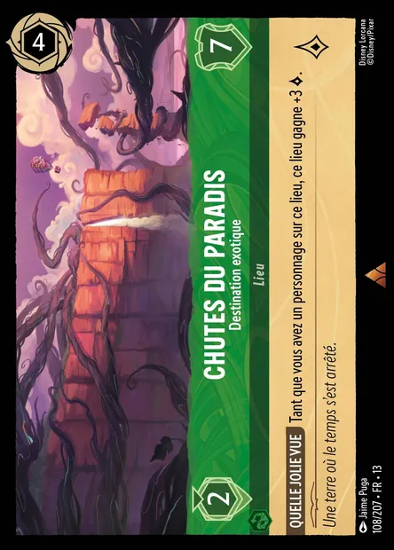 Chutes du Paradis - Destination exotique, carte Disney Lorcana CH13-108 — extension Invasion Epineuse!