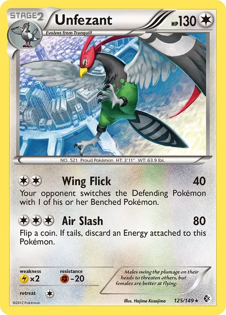 Unfezant, Pokémon card BCR 125 — Boundaries Crossed set