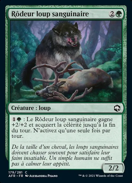 Rôdeur loup sanguinaire, carte Magic AFR 179 — extension Forgotten Realms: Aventures dans les Royaumes Oubliés