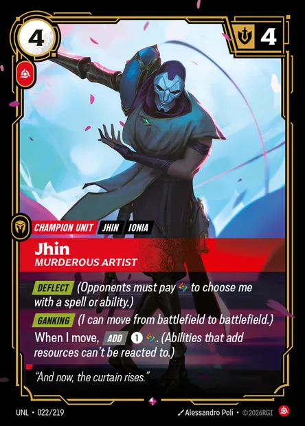 Jhin, Riftbound card UNL 022 — Unleashed set
