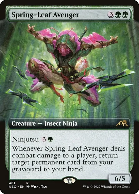 Spring-Leaf Avenger, Magic card NEO 481 — Kamigawa: Neon Dynasty set