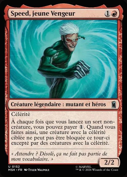 Speed, jeune Vengeur, carte Magic MSH 152 — extension Marvel Super Heroes