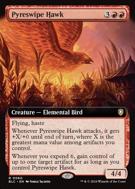 Pyreswipe Hawk, Magic card BLC 60 — Bloomburrow Commander set
