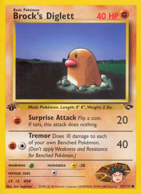 Brock's Diglett, Pokémon card GC 67 — Gym Challenge set