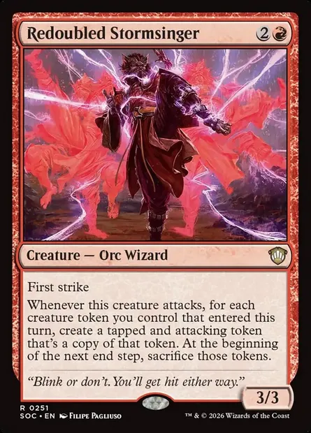 Redoubled Stormsinger, Magic card SOC 251 — Secrets of Strixhaven Commander set
