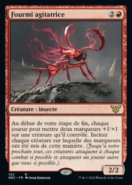 Fourmi agitatrice, carte Magic NEC 102 — extension Neon Dynasty Commander