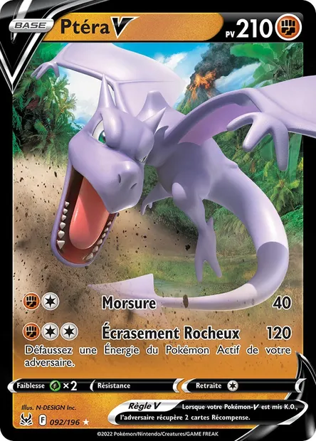 Ptéra V, carte Pokémon LOR 092 — extension Origine Perdue