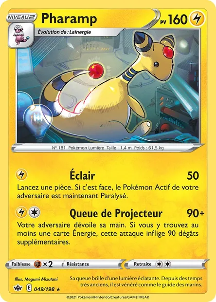 Pharamp, carte Pokémon CRE 49 — extension Règne de Glace