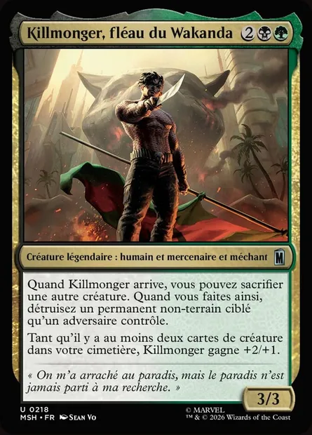 Killmonger, fléau du Wakanda, carte Magic MSH 218 — extension Marvel Super Heroes