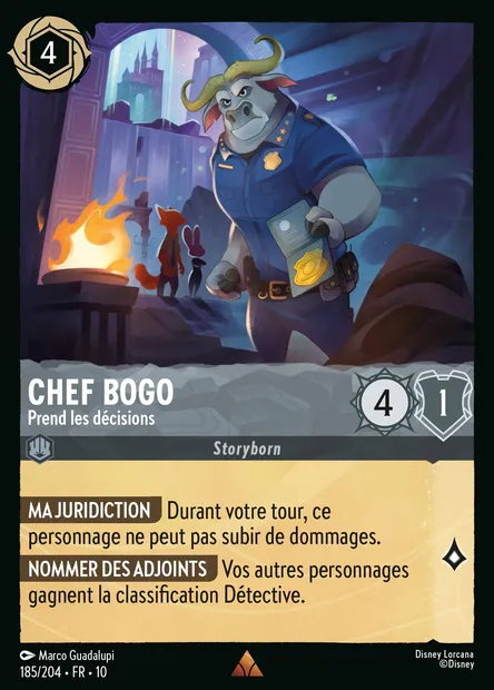 Chef Bogo - Prend les décisions, carte Disney Lorcana CH10-185 — extension Lueurs dans les Profondeurs