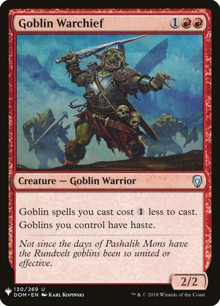 Goblin Warchief, Magic card PLST DOM-130 — The List set