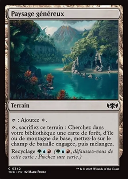 Paysage généreux, carte Magic TDC 342 — extension Tarkir: Dragonstorm Commander