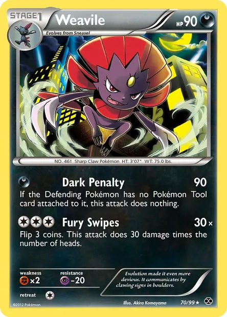 Weavile, Pokémon card NXD 70 — Next Destinies set