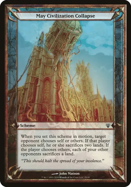 May Civilization Collapse, carte Magic OARC 25★ — extension Archenemy Schemes