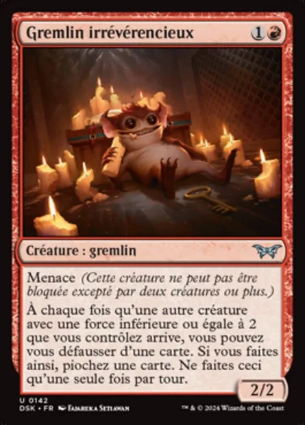 Gremlin irrévérencieux, carte Magic DSK 142 — extension Duskmourn: House of Horror