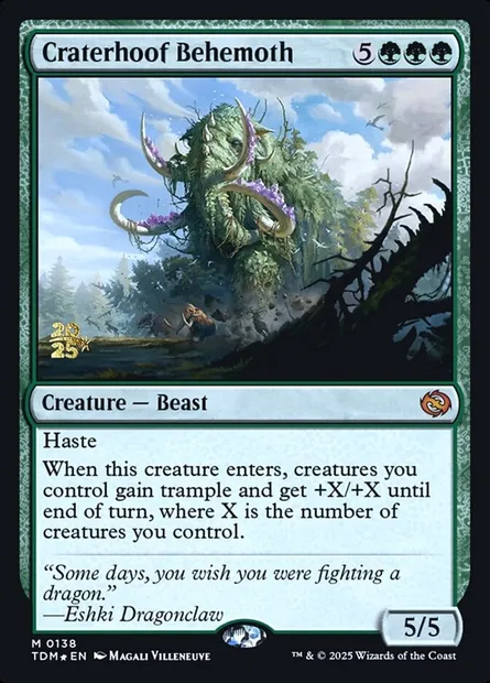 Béhémoth caveur de cratères, carte Magic PTDM 138s — extension Tarkir: Dragonstorm Promos