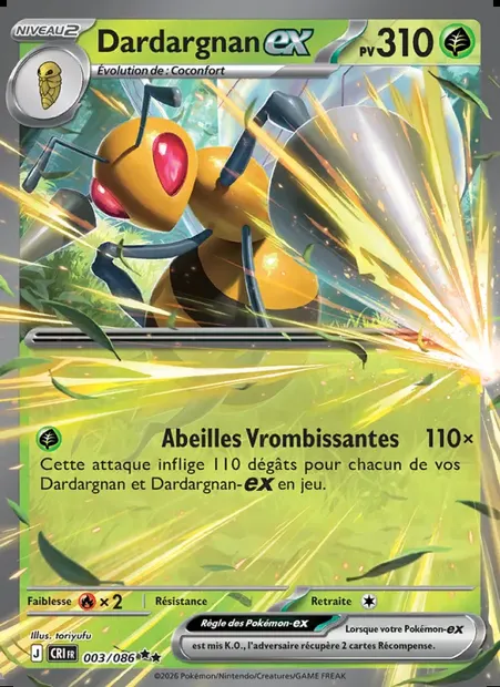 Dardargnan-ex, carte Pokémon CRI 003 — extension Chaos Ascendant