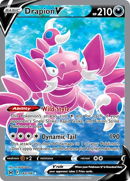 Drapion V, Pokémon card LOR 182 — Lost Origin set
