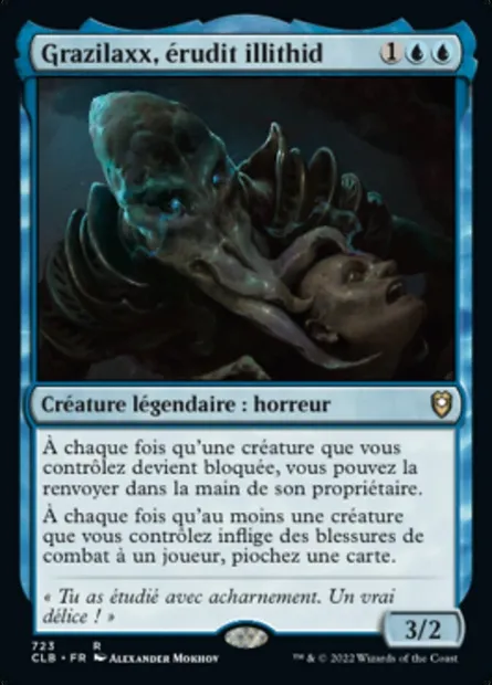 Grazilaxx, érudit illithid, carte Magic CLB 723 — extension Commander Légendes : la bataille de la Porte de Baldur