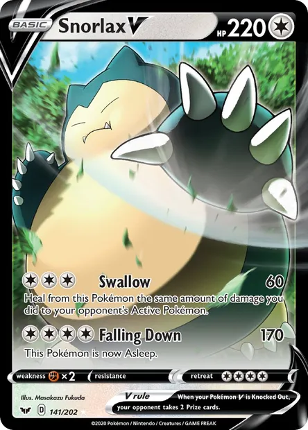 Snorlax V, Pokémon card SSH 141 — Sword & Shield set