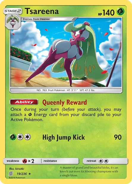 Tsareena, Pokémon card UNM 19 — Unified Minds set