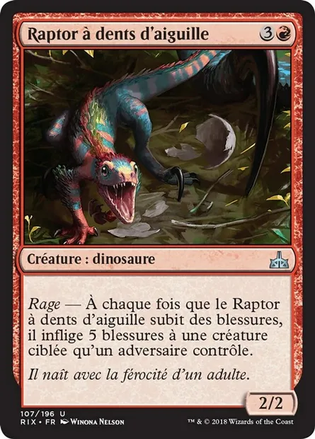 Raptor à dents d'aiguille, carte Magic RIX 107 — extension Les combattants d'Ixalan