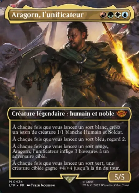 Aragorn, l'unificateur, carte Magic LTR 434 — extension Le Seigneur des Anneaux : chroniques de la Terre du Milieu