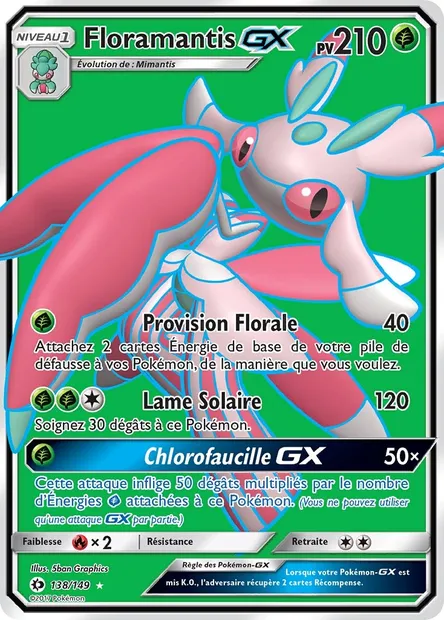 Floramantis GX, carte Pokémon SUM 138 — extension Soleil et Lune