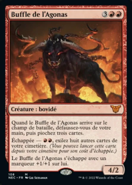 Buffle de l'Agonas, carte Magic NEC 108 — extension Neon Dynasty Commander