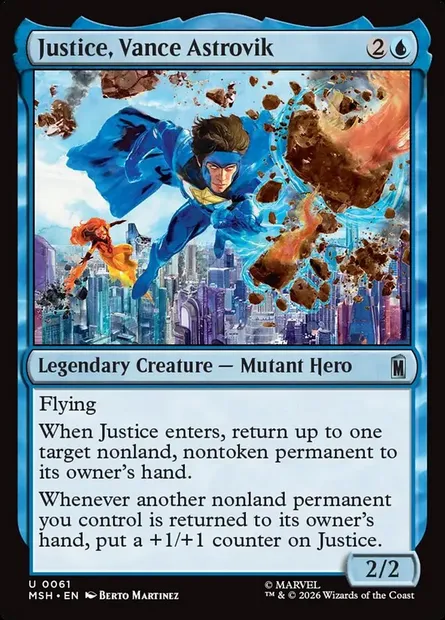 Justice, Vance Astrovik, Magic card MSH 61 — Marvel Super Heroes set