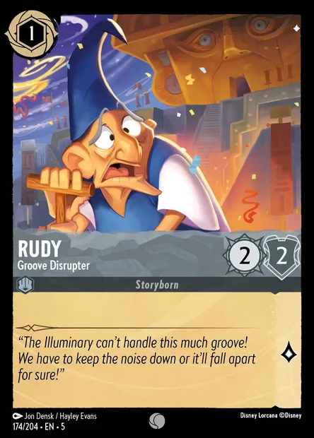 Rudy - Groove Disrupter, Disney Lorcana card CH5-174 — Shimmering Skies set