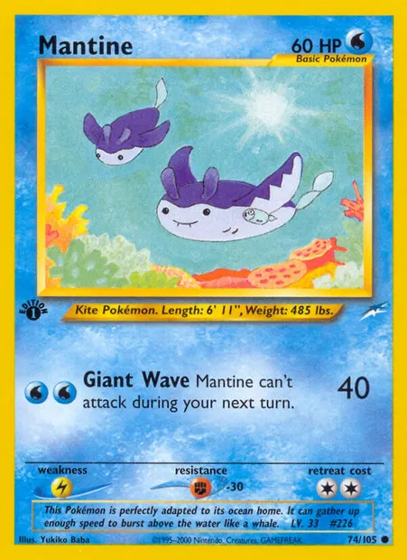 Mantine, Pokémon card NDE 74 — Neo Destiny set