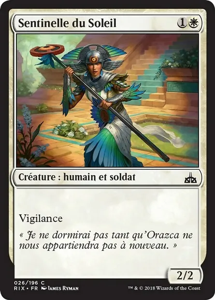 Sentinelle du Soleil, carte Magic RIX 26 — extension Les combattants d'Ixalan