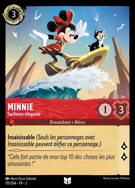 Minnie - Surfeuse élégante, carte Disney Lorcana CH2-113 — extension L'Ascension des Floodborn