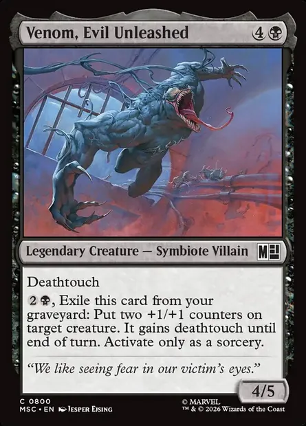 Venom, Evil Unleashed, Magic card MSC 800 — Marvel Super Heroes Commander set