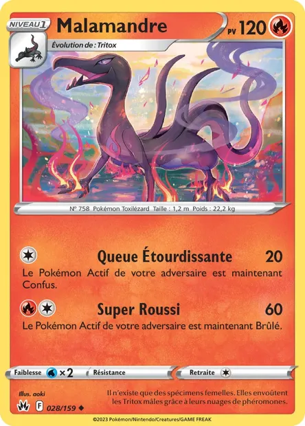 Malamandre, carte Pokémon CRZ 028 — extension Zénith Suprême
