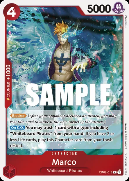 Marco, One Piece card OP02-018 — PARAMOUNT WAR set