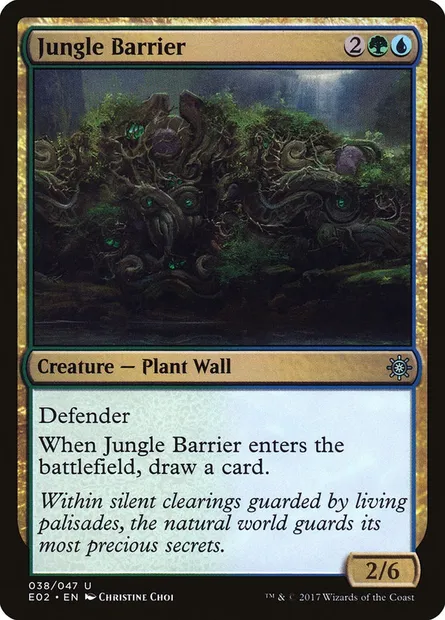Jungle Barrier, Magic card E02 38 — Explorers of Ixalan set
