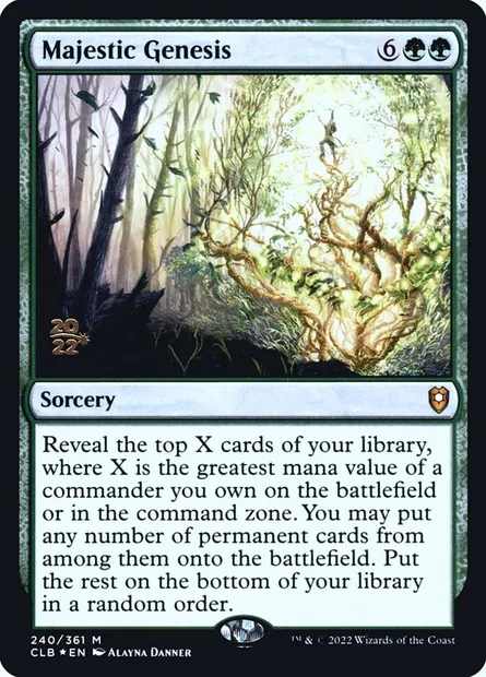 Genèse majestueuse, carte Magic PCLB 240s — extension Battle for Baldur's Gate Promos